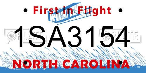 1SA3154 North Carolina License Plate