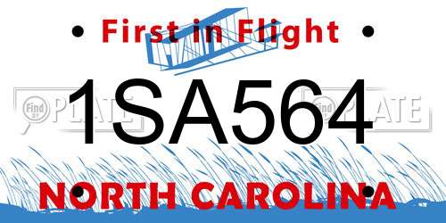 1SA564 North Carolina License Plate