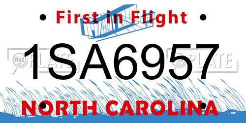 1SA6957 North Carolina License Plate
