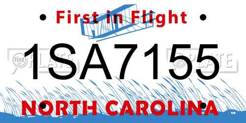 1SA7155 North Carolina License Plate
