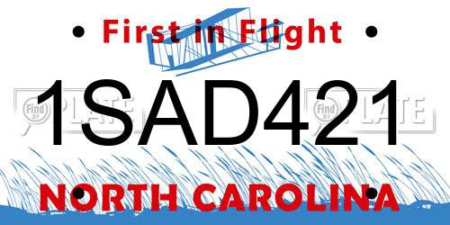 1SAD421 North Carolina License Plate