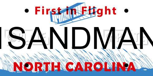 1SANDMAN North Carolina License Plate
