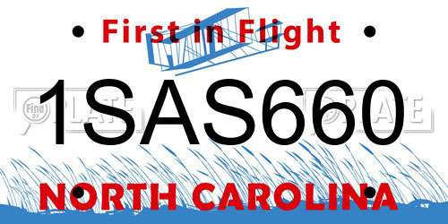 1SAS660 North Carolina License Plate
