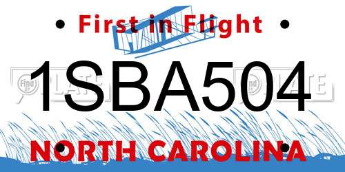 1SBA504 North Carolina License Plate