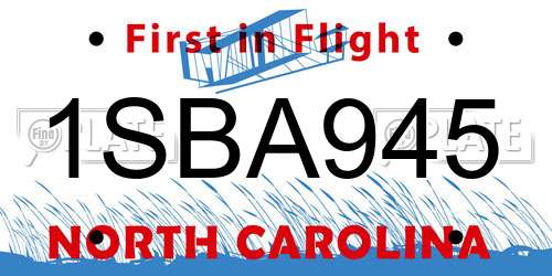 1SBA945 North Carolina License Plate