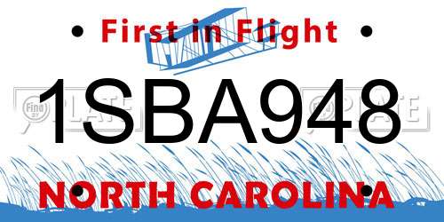 1SBA948 North Carolina License Plate