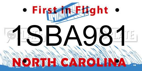 1SBA981 North Carolina License Plate