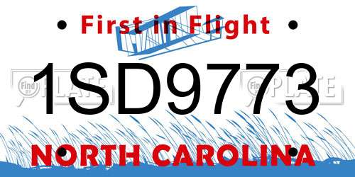 1SD9773 North Carolina License Plate