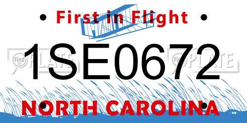 1SE0672 North Carolina License Plate