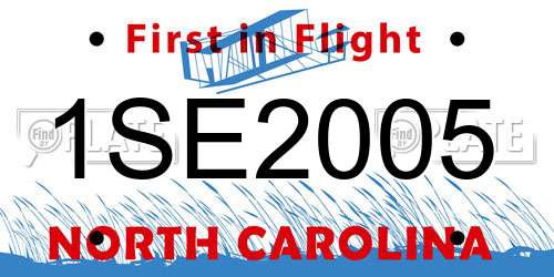 1SE2005 North Carolina License Plate