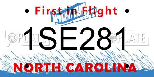 1SE281 North Carolina License Plate