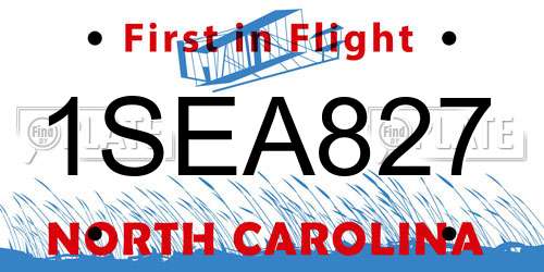 1SEA827 North Carolina License Plate