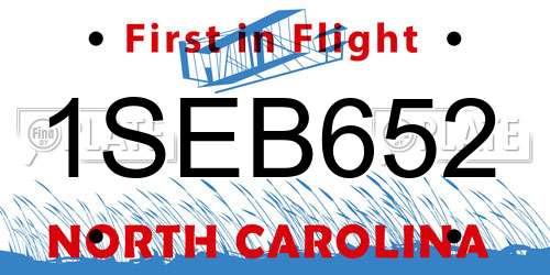 1SEB652 North Carolina License Plate