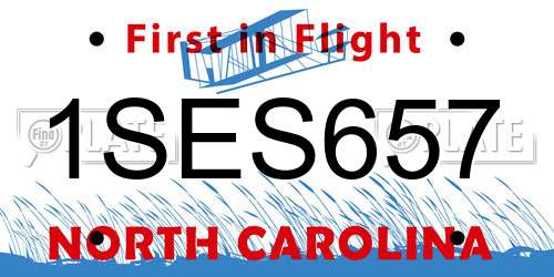 1SES657 North Carolina License Plate