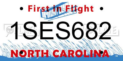 1SES682 North Carolina License Plate