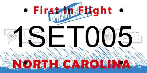 1SET005 North Carolina License Plate