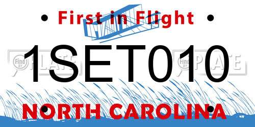 1SET010 North Carolina License Plate