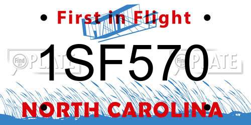 1SF570 North Carolina License Plate