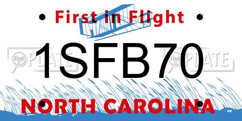 1SFB70 North Carolina License Plate