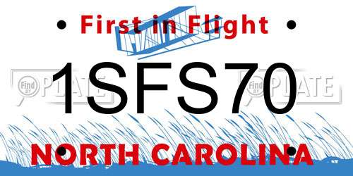 1SFS70 North Carolina License Plate