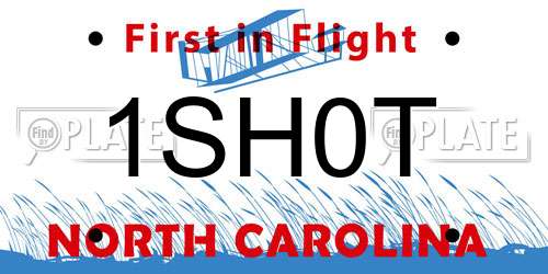 1SH0T North Carolina License Plate