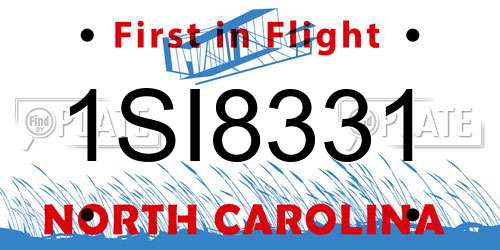 1SI8331 North Carolina License Plate