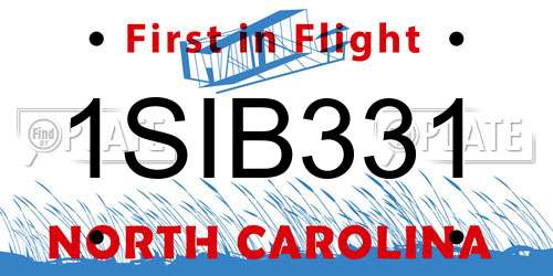 1SIB331 North Carolina License Plate
