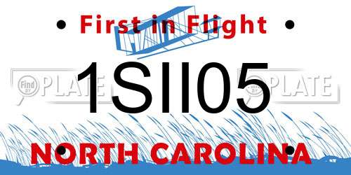 1SII05 North Carolina License Plate