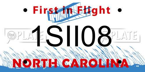 1SII08 North Carolina License Plate