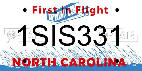 1SIS331 North Carolina License Plate