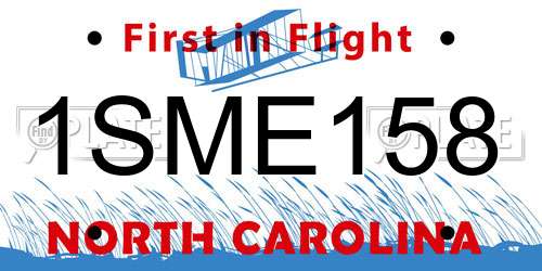 1SME158 North Carolina License Plate