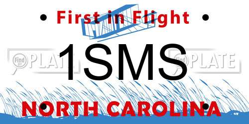 1SMS North Carolina License Plate