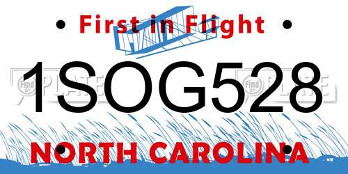 1SOG528 North Carolina License Plate