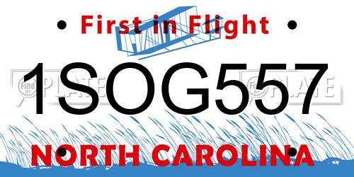 1SOG557 North Carolina License Plate