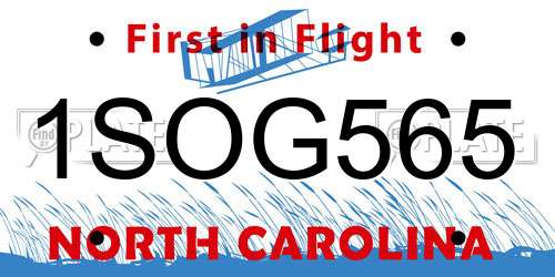 1SOG565 North Carolina License Plate