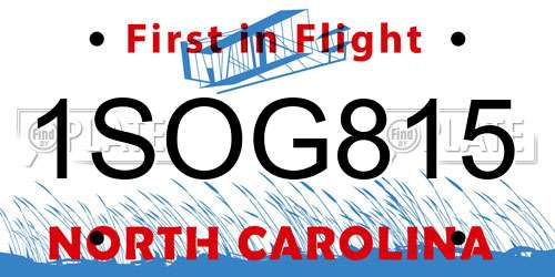 1SOG815 North Carolina License Plate