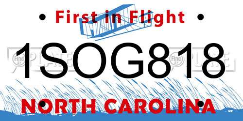 1SOG818 North Carolina License Plate
