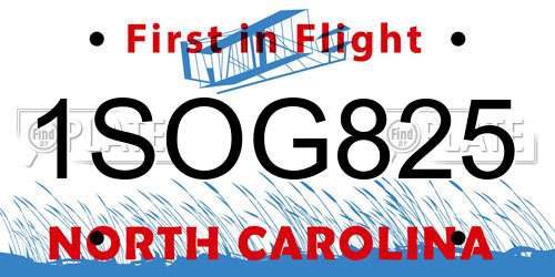 1SOG825 North Carolina License Plate
