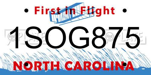 1SOG875 North Carolina License Plate