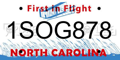 1SOG878 North Carolina License Plate