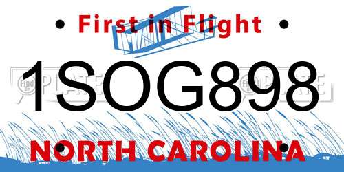 1SOG898 North Carolina License Plate