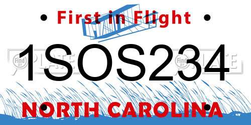 1SOS234 North Carolina License Plate