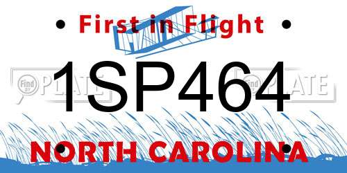1SP464 North Carolina License Plate