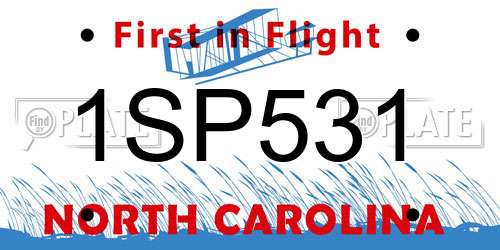 1SP531 North Carolina License Plate