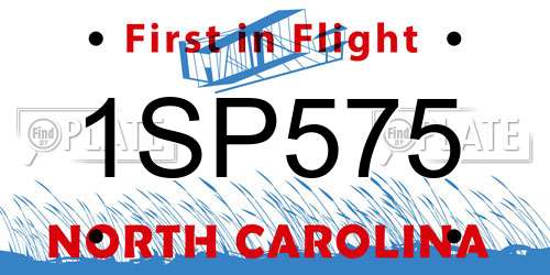 1SP575 North Carolina License Plate