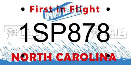 1SP878 North Carolina License Plate