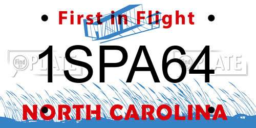 1SPA64 North Carolina License Plate