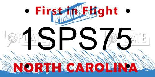 1SPS75 North Carolina License Plate