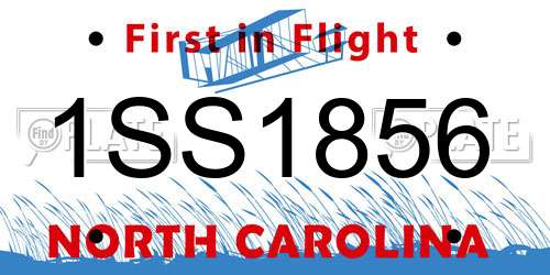 1SS1856 North Carolina License Plate