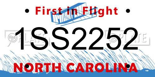 1SS2252 North Carolina License Plate